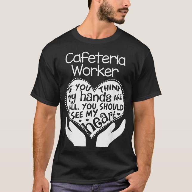 Cafeteria Worker Heart HandSchool Team Group Gif T-Shirt (Vorderseite)