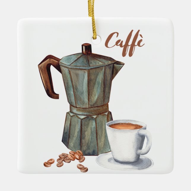 Caffè Moka Topfverzierung Kaffeemaschine Keramikornament (Vorderseite)
