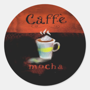 Caffe Mokka-Aufkleber-Kaffee Runder Aufkleber