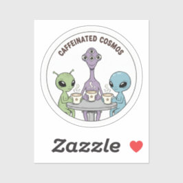 Caffeinated Cosmos Cute Funny Alien Coffee Aufkleber