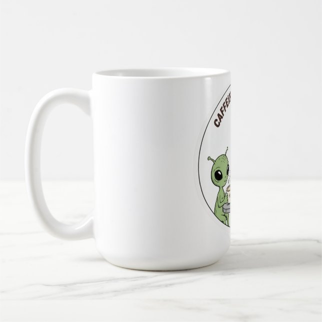 Caffeinated Cosmos Cute Funny Alien Coffee Kaffeetasse (Links)