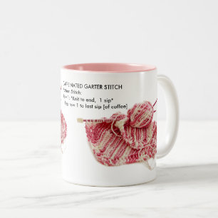 "Caffeinated Garter Stitch"- Fun Strick Muster Zweifarbige Tasse