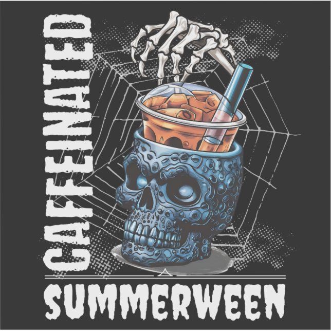 Caffeinated Skull Iced Coffee Summerween Goth Aufkleber (Vorderseite)