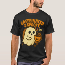 Caffeinated & Spooky Halloween Coffee Ghost T-Shirt