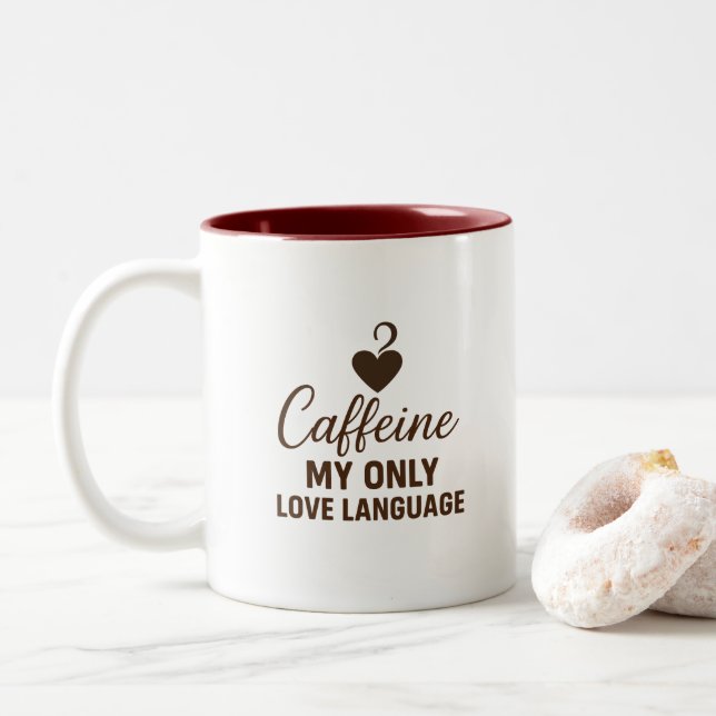 Caffeine Addict Minimalistic Design Coffee Mug  Zweifarbige Tasse (Mit Donut)