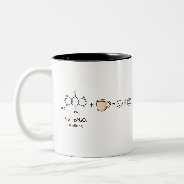 Caffeine Equation–Coffee Powers You Funny Science Zweifarbige Tasse (Links)