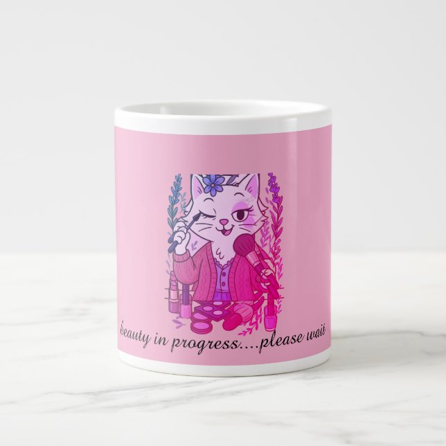 caffeine first, eyeliner second Jumbo-Tasse (Vorderseite)