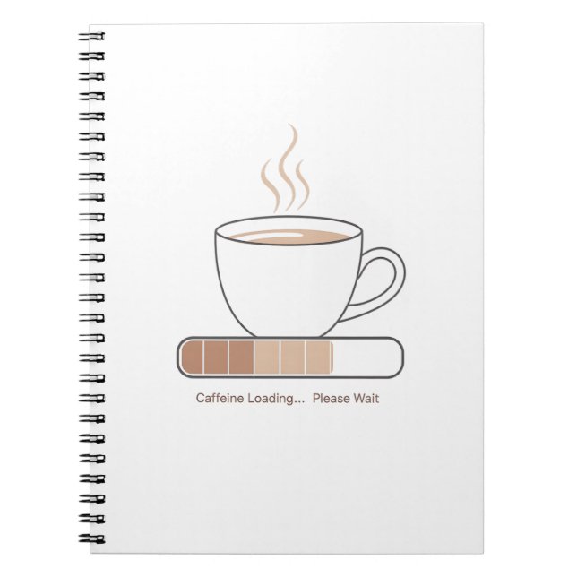 Caffeine Loading -Minimalist Funny Coffee Line Art Notizblock (Vorderseite)