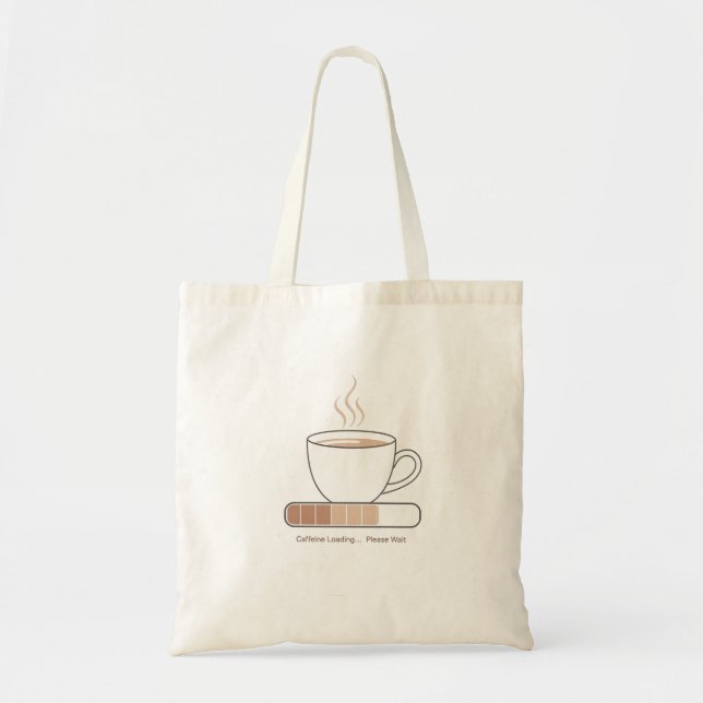 Caffeine Loading -Minimalist Funny Coffee Line Art Tragetasche (Vorne)