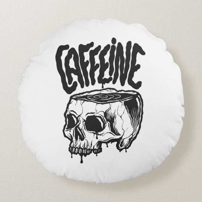 Caffeine Rundes Kissen (Vorderseite)