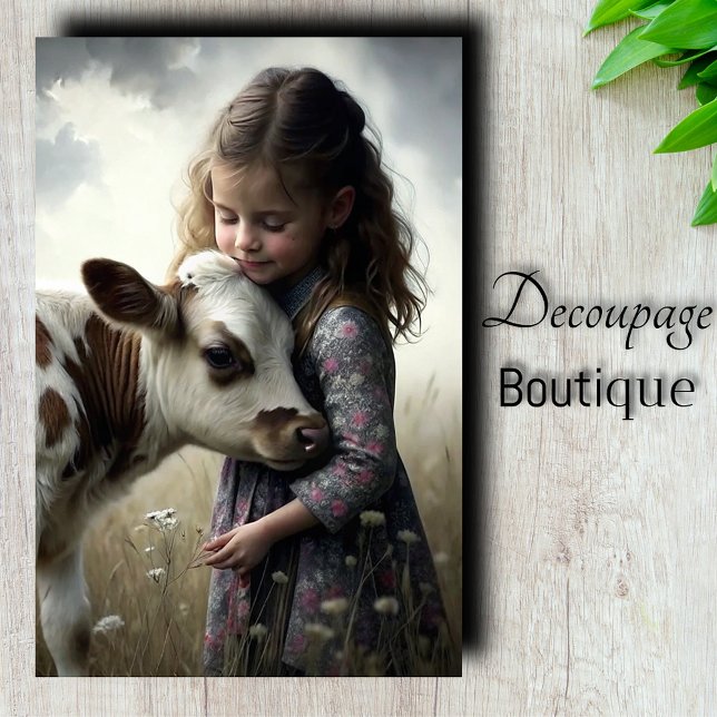 Caft Cuddle Decoupage Seidenpapier (Calf Cuddle Decoupage Tissue Paper)