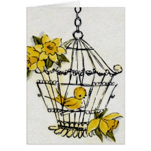 Cage à oiseaux et fleurs