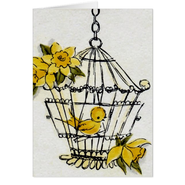 Cage à oiseaux et fleurs (Devant)
