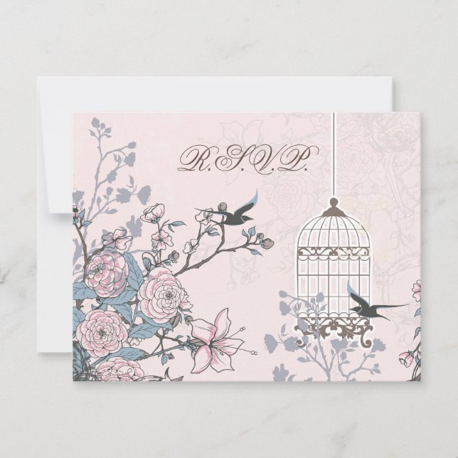 cage d'oiseau rose floral, inséparables RSVP (Devant)