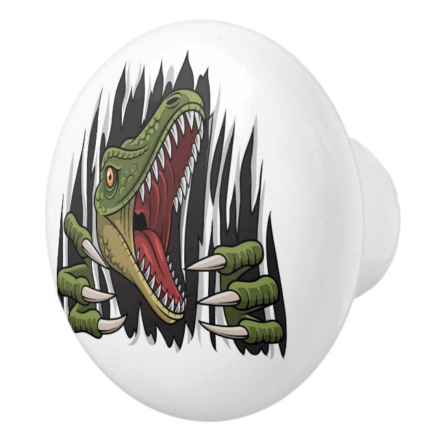 Caged Roaring Dinosaurier Keramik Pull Keramikknauf (Rechts)