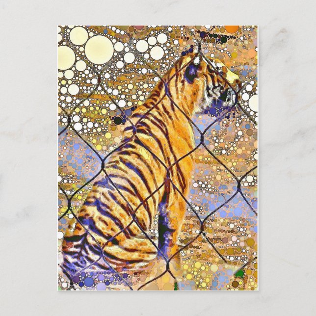 Caged Tiger Art Postkarte (Vorderseite)