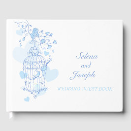 Cages d'oiseaux Coeurs bleus mariage livre d'or