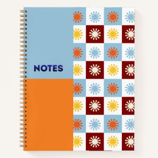 Cahier à carreaux Soleil levant bleu ciel orange -