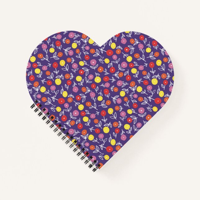 Cahier à coeur floral violet (Devant)