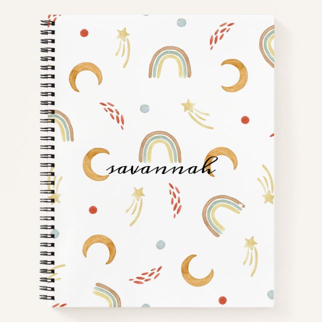 Cahier à croquis monogramme arc-en-ciel rose migno (Devant)