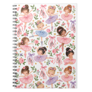 Cahier à motif de ballerine pastel et jardin flora