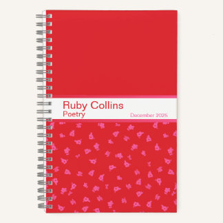 Cahier à motif floral rose et rouge dépareillé