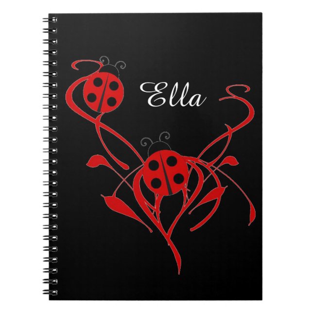 Cahier à motif floral rouge avec monogramme coccin (Devant)