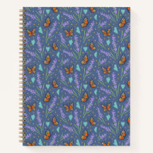 Cahier à motif papillon lavande