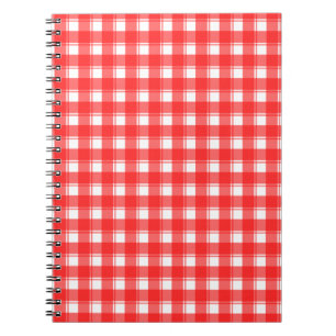 Cahier à motifs carreaux rouges et blancs rayés