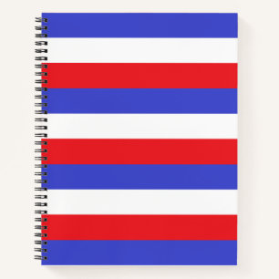 Cahier à rayures bleues rouges et blanches Beau