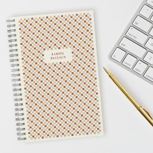 Cahier à reliure spirale avec cadre damier - Rouge