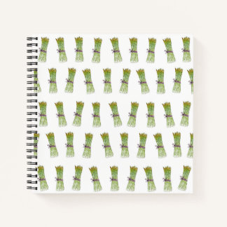 Cahier à reliure spirale avec motif d'asperges ver