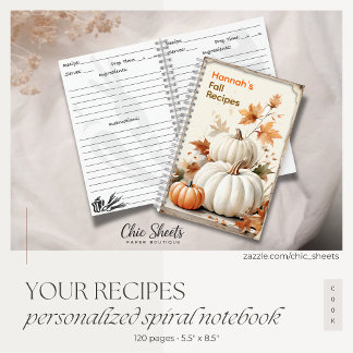 Cahier à reliure spirale de recettes d'automne per