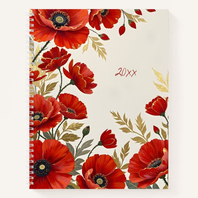 Cahier à reliure spirale Fleurs de Coquelicots (Devant)