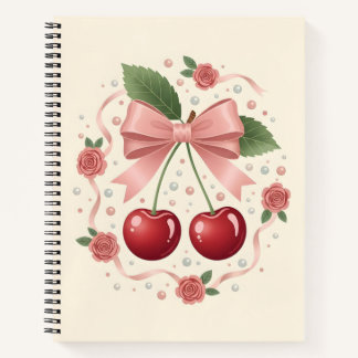 Cahier à reliure spirale Ruban de fleurs de cerisi