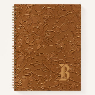 Cahier à spirale à monogramme floral en cuivre élé
