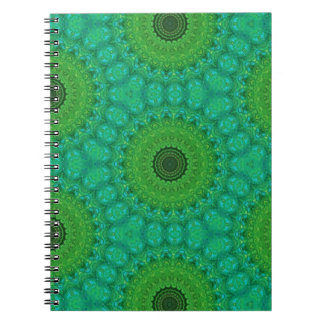 Cahier à spirale à motif circulaire vert et bleu