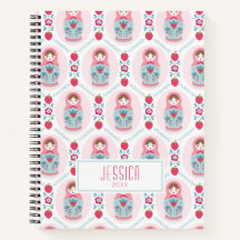 Cahier à spirale à motif rose girly monogramme