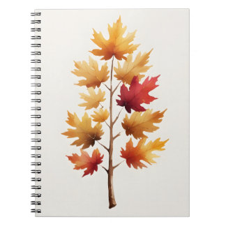 Cahier à spirale aquarelle d'un érable automnal co