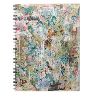 Cahier à spirale avec œuvre d'art florale en techn
