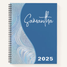 Cahier à spirale bleu dégradé iridescent de luxe