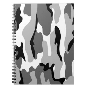Cahier à spirale camouflage gris et noir