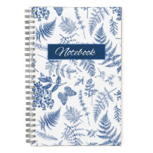 Cahier à spirale deluxe floral botanique bleu