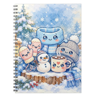 Cahier à spirale du bonhomme de neige de l'hiver m