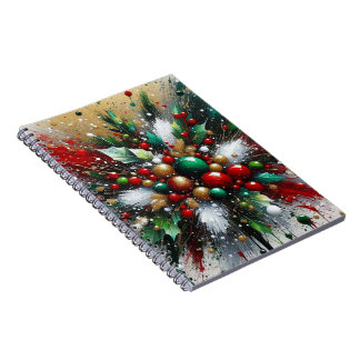 Cahier à spirale éclaboussures de Noël / Éclats bl