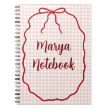 Cahier à spirale en vichy personnalisé | Nom perso
