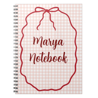Cahier à spirale en vichy personnalisé | Nom perso