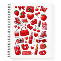 Cahier à spirale esthétique rouge mignon Coquette