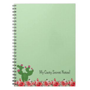 Cahier à spirale Fleurs orange de cactus vert 