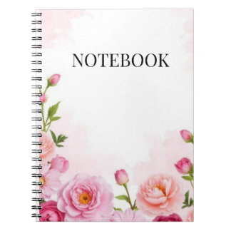 Cahier à spirale floral rose esthétique